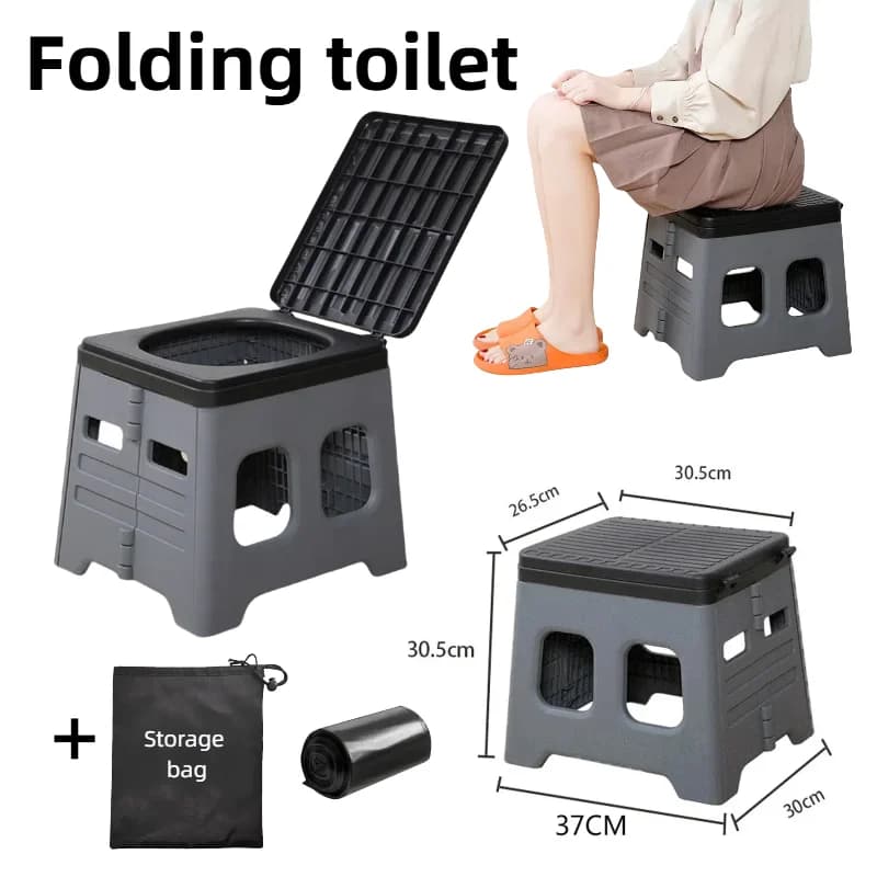 WC pieghevole portatile - Sedile WC per auto da viaggio da campeggio con custodia PP ad alta resistenza per adulti e bambini a doppio uso come sedia
