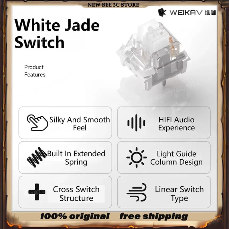 Vendite WEIKAV White Jade Switch Lineare HIFI Hot Swap 45g trigger Tastiera meccanica personalizzata Interruttori traslucidi Accessori