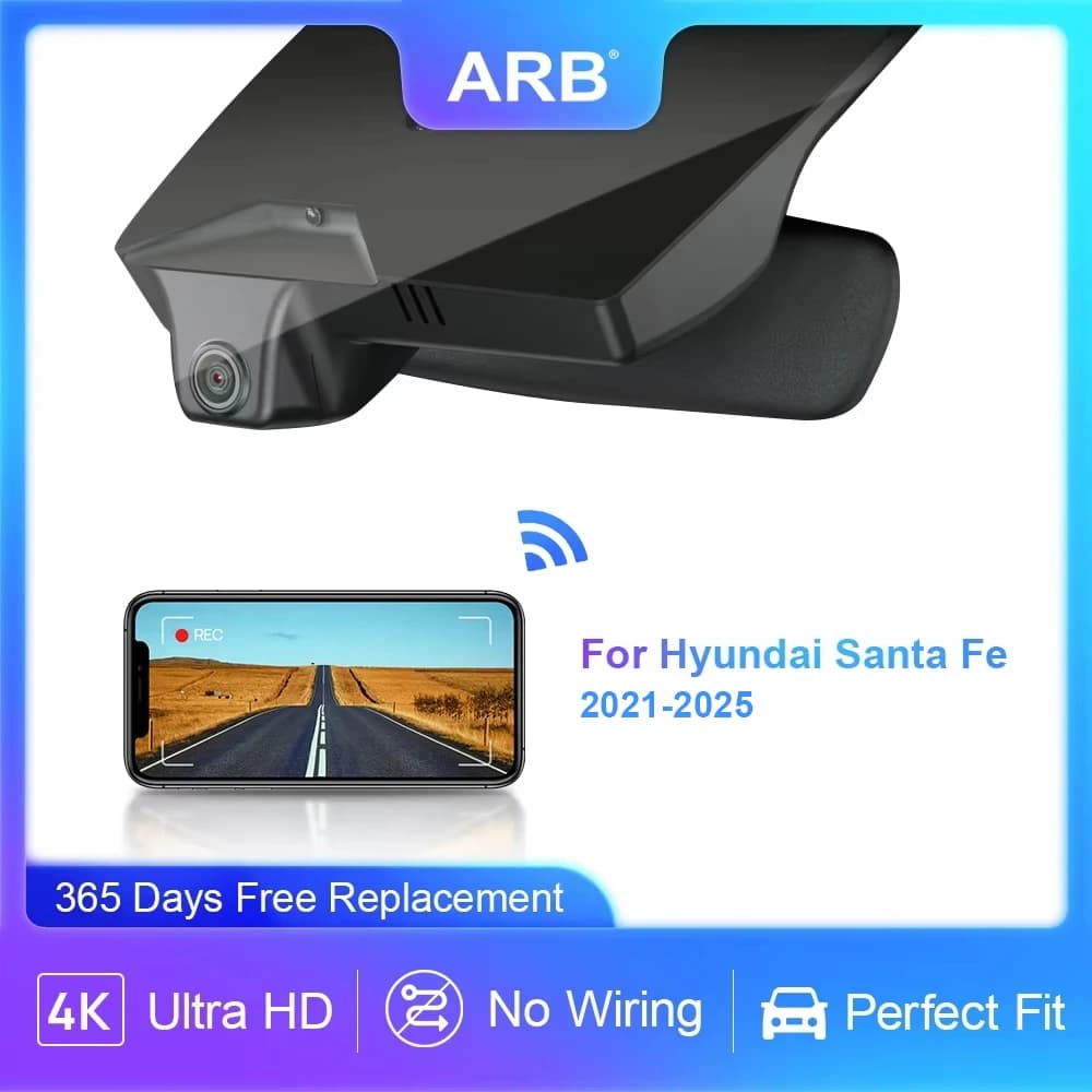 ARB 4K Car Camera for Hyundai Santa Fe 2021-2025, Dashcam OEM Look with WIFI connection UHD registration, night vision, G sensor