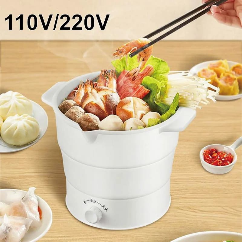 1.2L Piega Pentola Elettrica Da Viaggio Portatile Bollitore Elettrico Multi-funzionale Pentola Dormitorio Cucina Noodle Pentola Mini Piatto Caldo 220V
