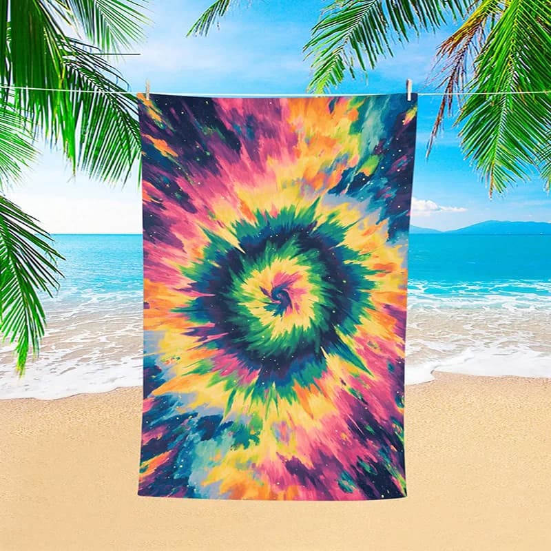 Telo mare colorato con motivo a spirale, protezione solare fantasia e antivento, adatto per piscina, campeggio, coperta da viaggio