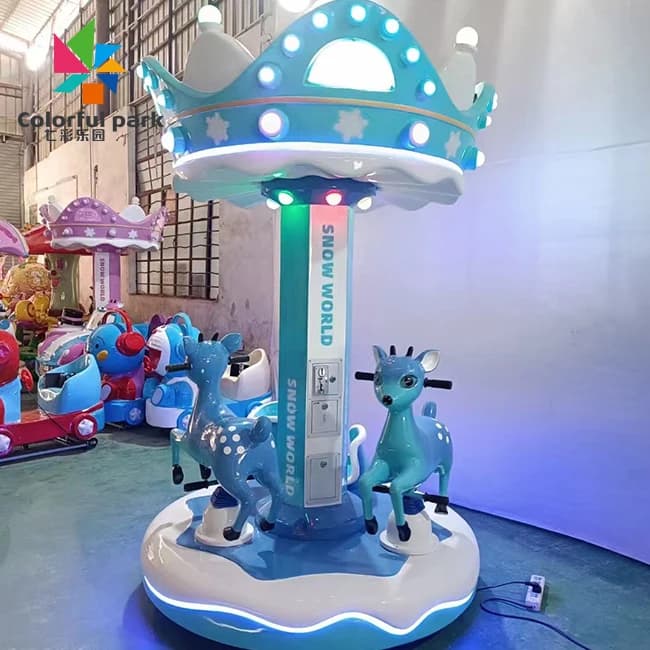 Parco colorato per bambini 3 giocatori Mini Kiddie Ride Merry Go Round Indoor Turn Horse Carousel Macchina da gioco Parco divertimenti