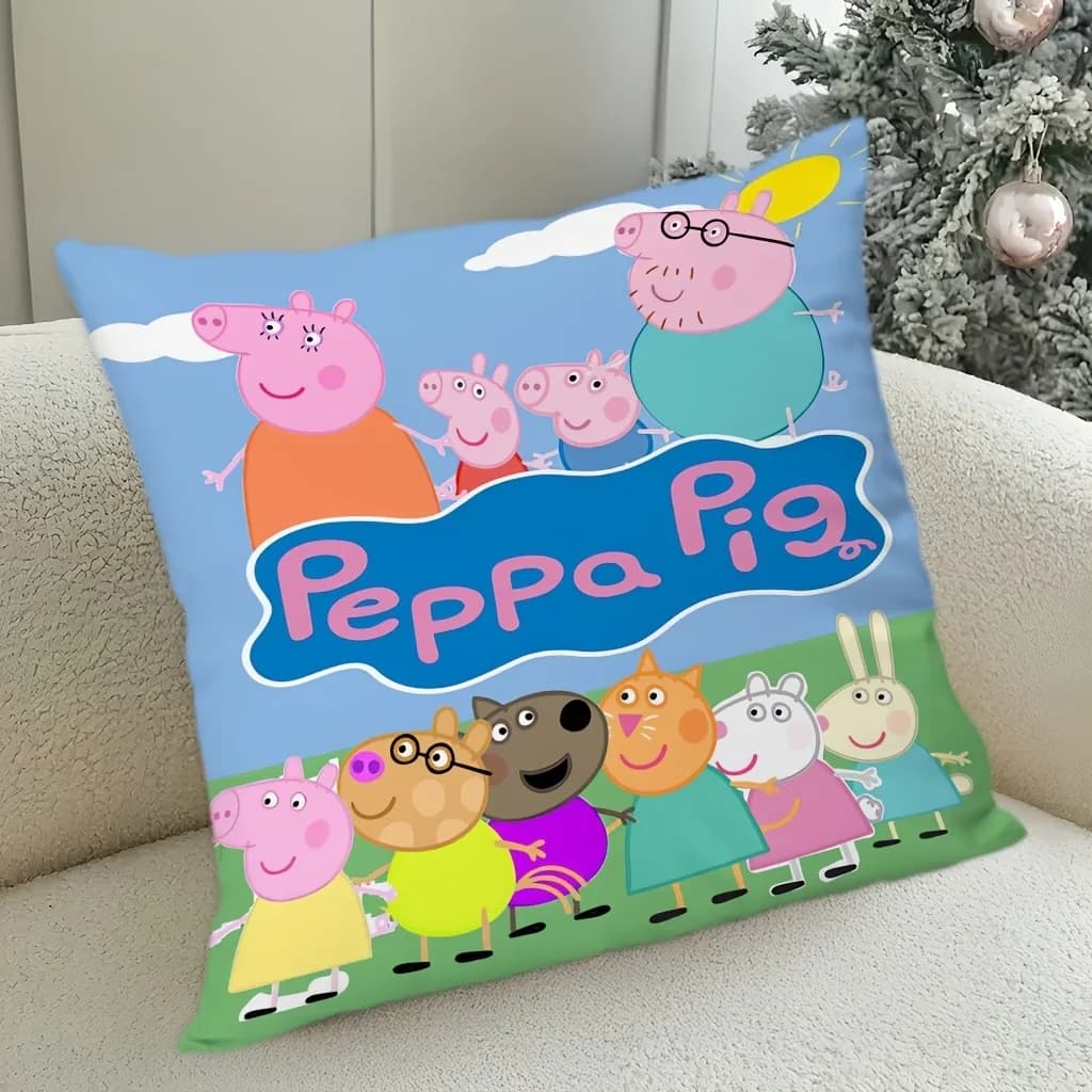 1 Peppa Pig headdress with comic print, for sofa, living room, house, pillow and bed