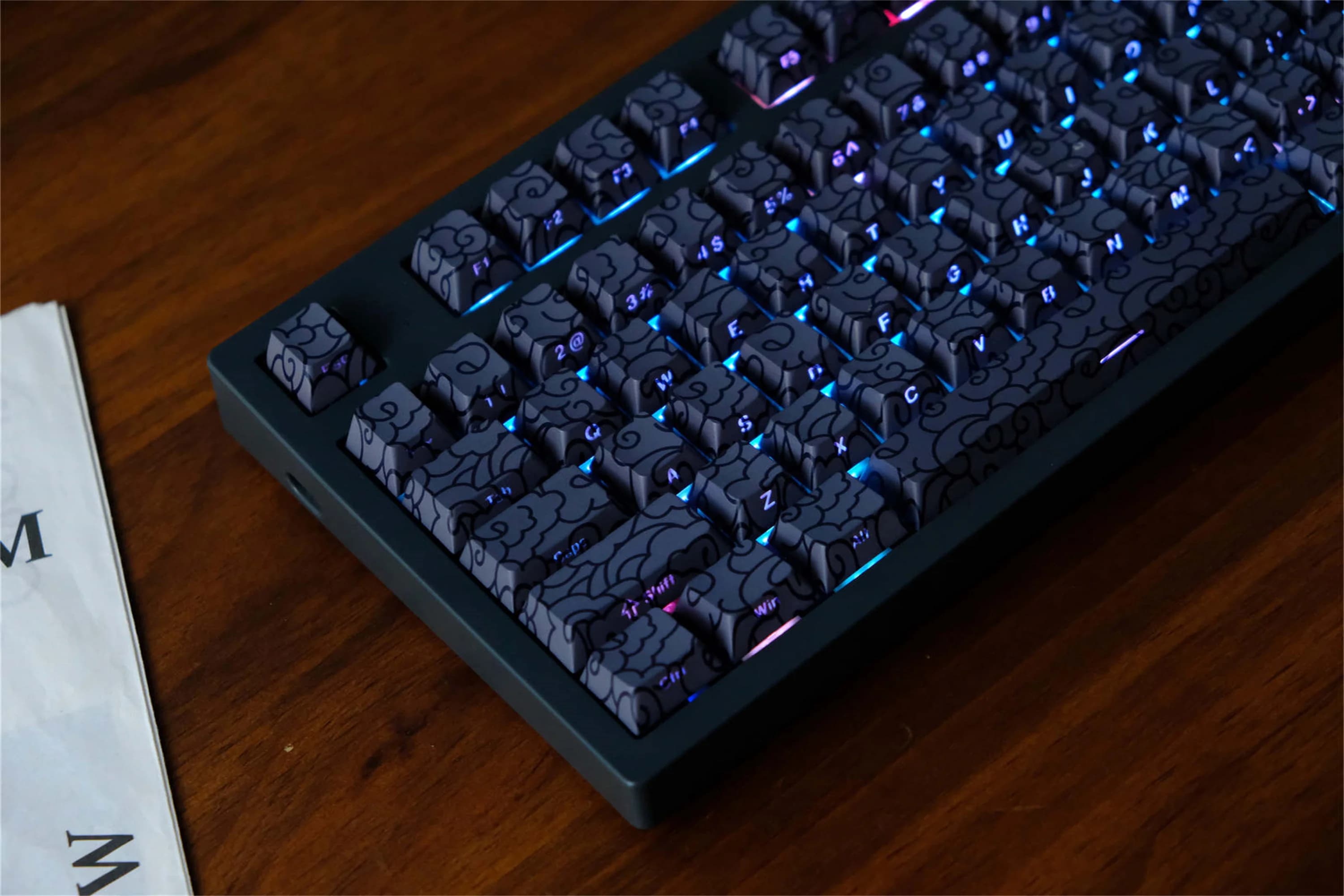 Auspicious Clouds Side Backlight Keycaps 136 Keys PBT Cherry Profile DYE-SUB For MX Switch Wooting Mechanical Keyboard Keycaps