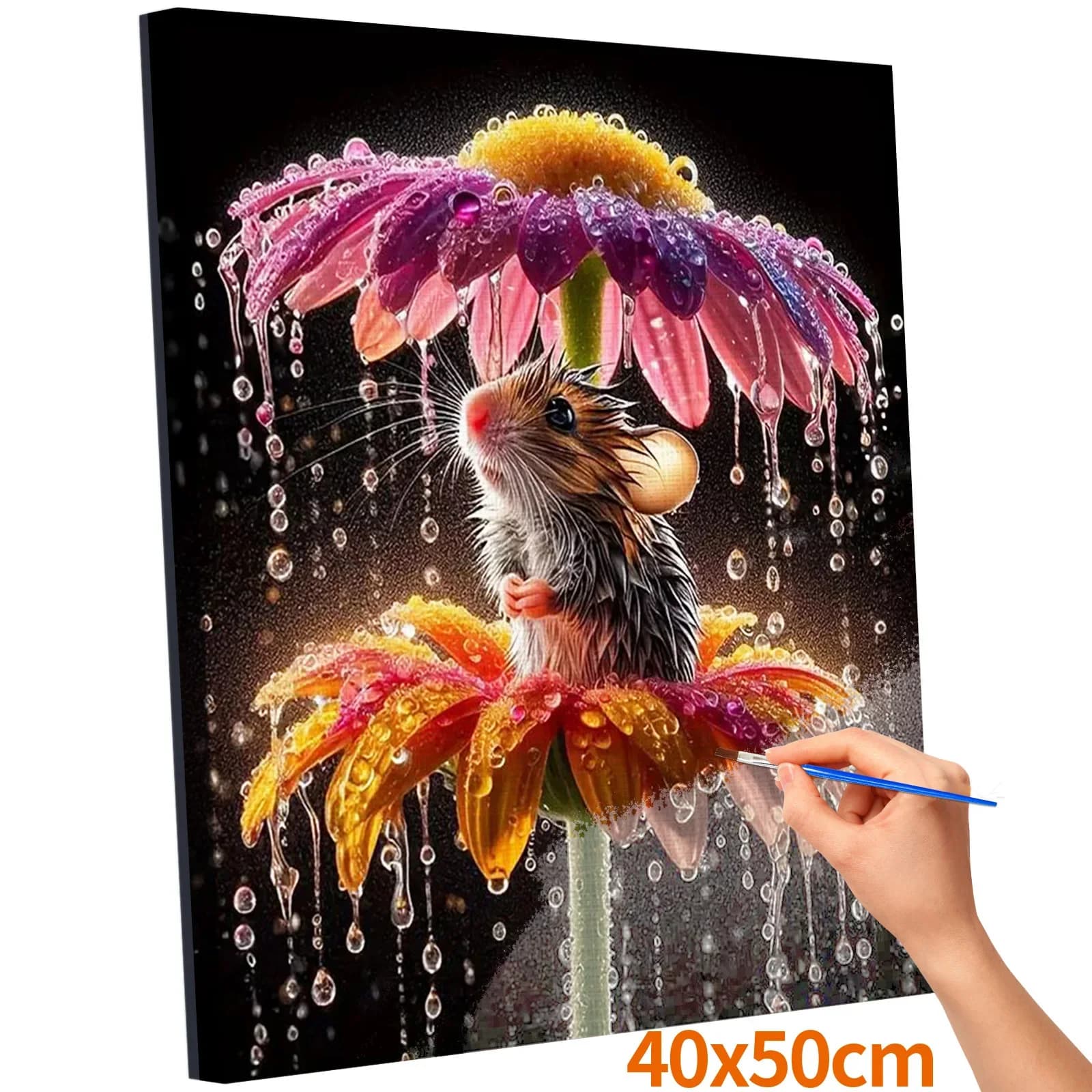 (Professional Art Use) Paint By Numbers Kit for Adults Beginners - 40x50cm/15.75x19.68in Color Canvas, Easy DIY Hamster Acrylic