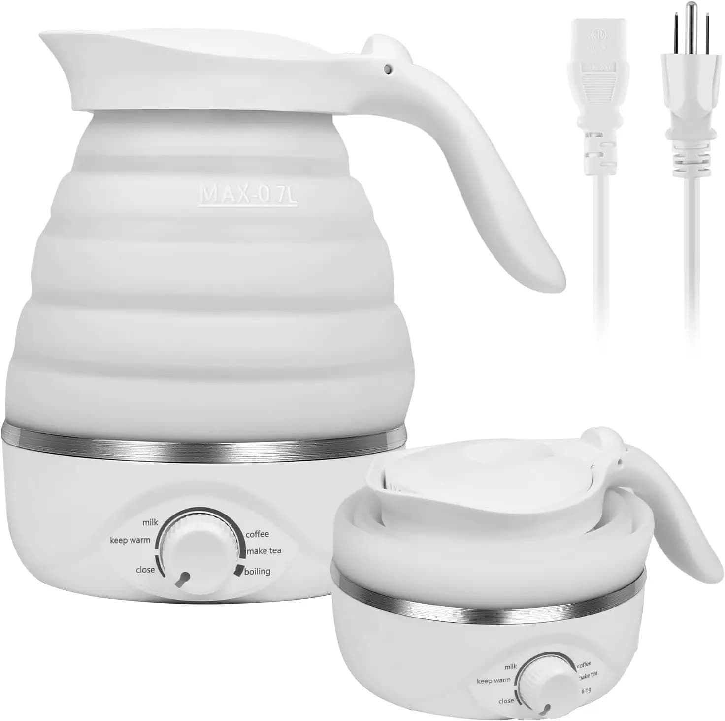 Bollitore Elettrico Pieghevole 850W 700ml, Ebollizione Rapida, Silicone per Alimenti, 110V per Viaggi