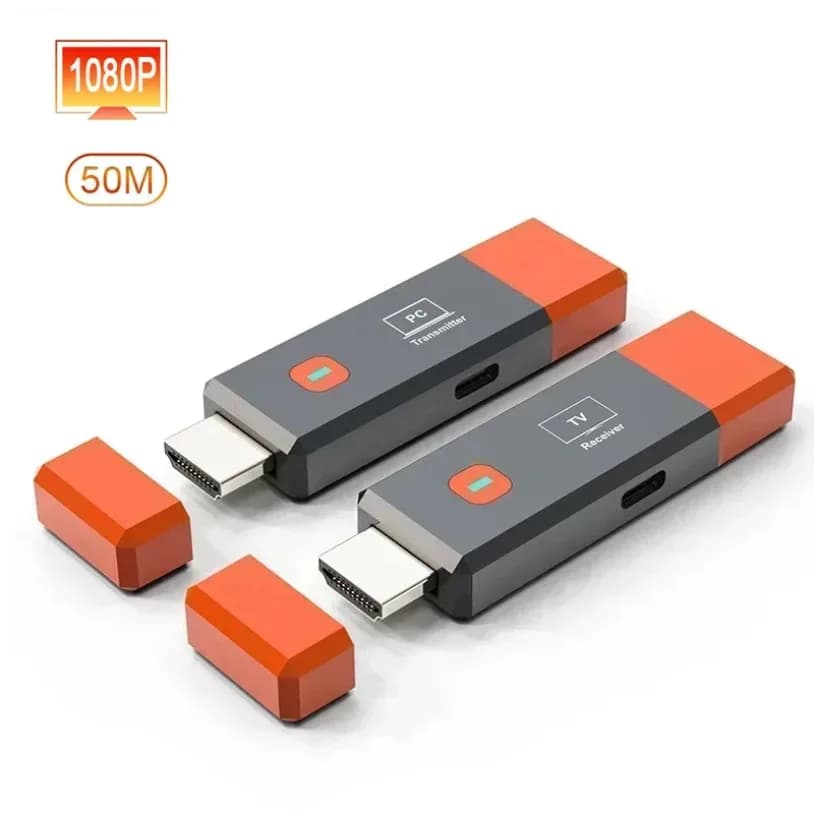 50 M HDMI Compatible Wireless Transmitter and Receiver Video Adapter Cable for Display Screen Mirror for PC Camera to TV