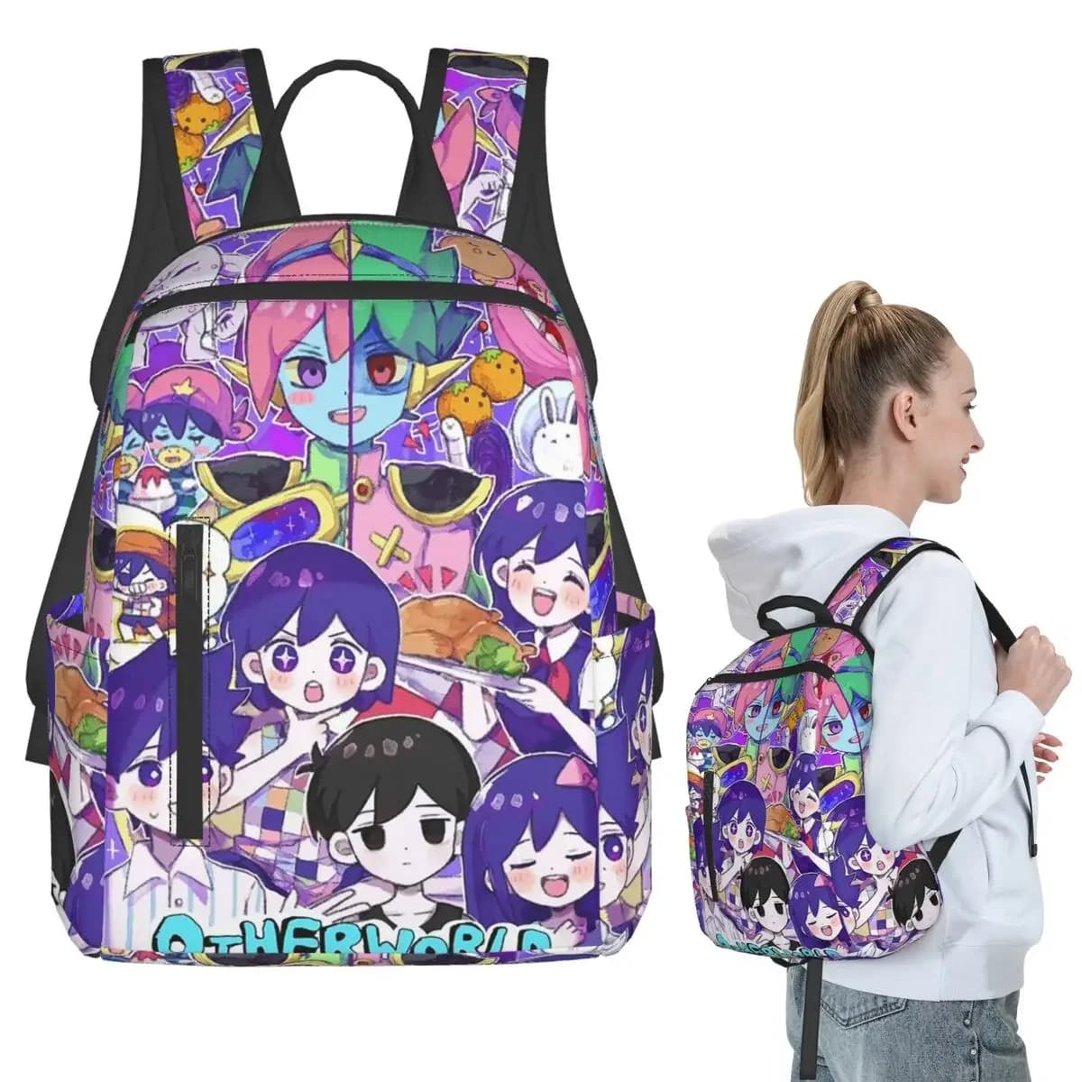 Omori Hero Sunny Basil Cartoon Horror Backpack Student BookBag Children School Bag Computer Shoulder Bags Boys Girls