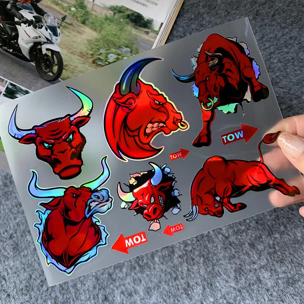Angry Bull Adesivi Moto Riflettente Impermeabile Decor Casco Moto Accessori Corpo Decalcomania Per Voge Kawasaki CFMOTO Yamaha