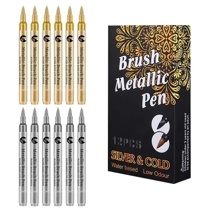 2-12 pezzi pennarelli per vernice impermeabili fai da te forniture per studenti in oro e argento lavorazione artigianale pennello penna pittura artistica