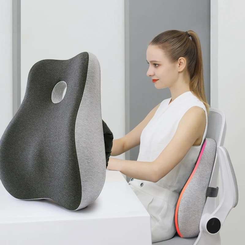 Cuscino Lombare in Memory Foam per Massaggio, Supporto Ortopedico per Sedia da Ufficio e Sedile Auto, Cuscino per Glutei e Coccige