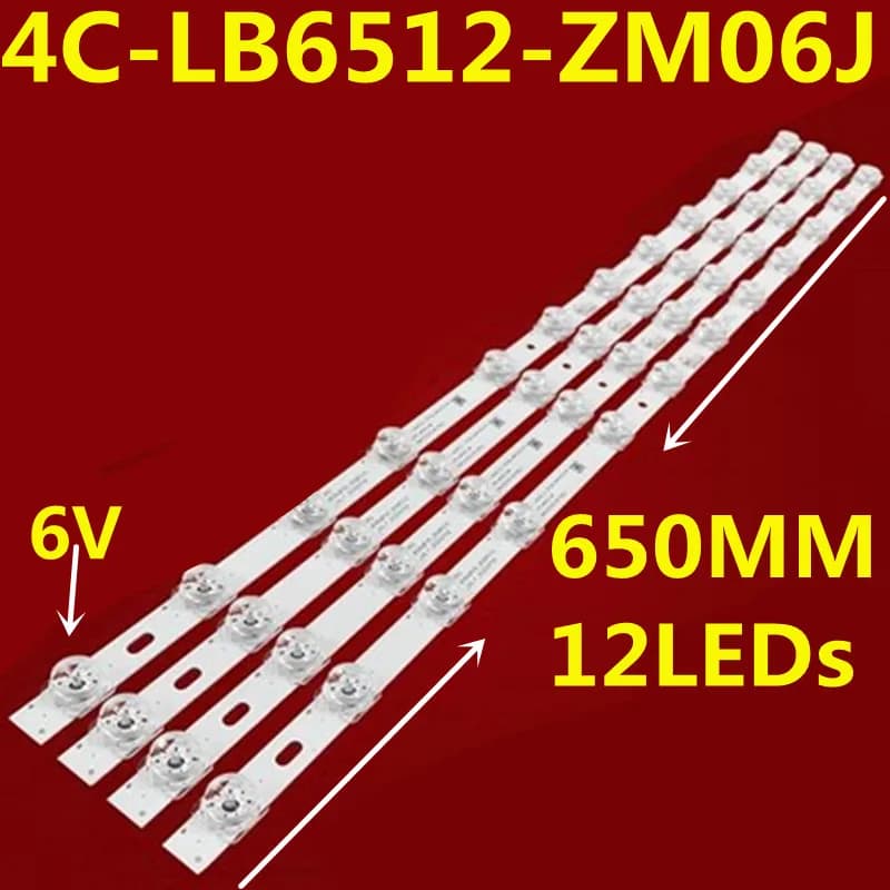 4PCS Striscia di retroilluminazione a LED 12 lampade per 65V6D 65S315C 65F8 65F9 65V6 65N668 65G60 6533F9 65V690 D65A6 4C-LB6512-ZM06J