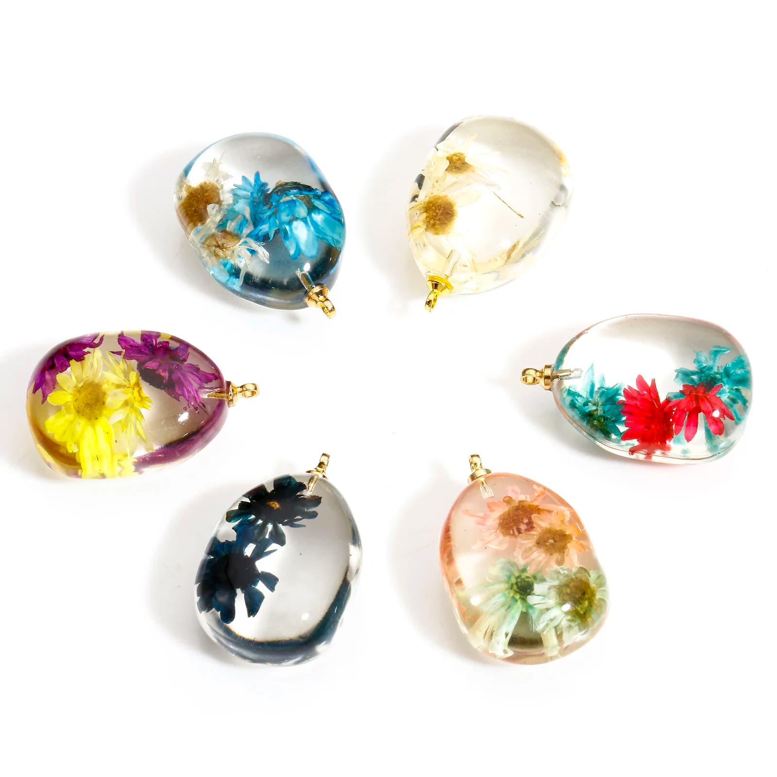2 pz resina fiore Charms Multicolor margherita fiore pendenti pendenti fatti a mano gioielli di moda che fanno accessori 25mm x 16mm