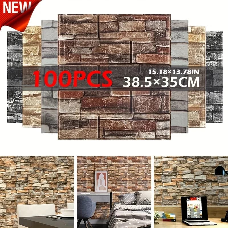 10 pieces 38,5X35 cm wallpaper 3D self-adhesive decoration wallpaper foam old living room wall sticker waterproof