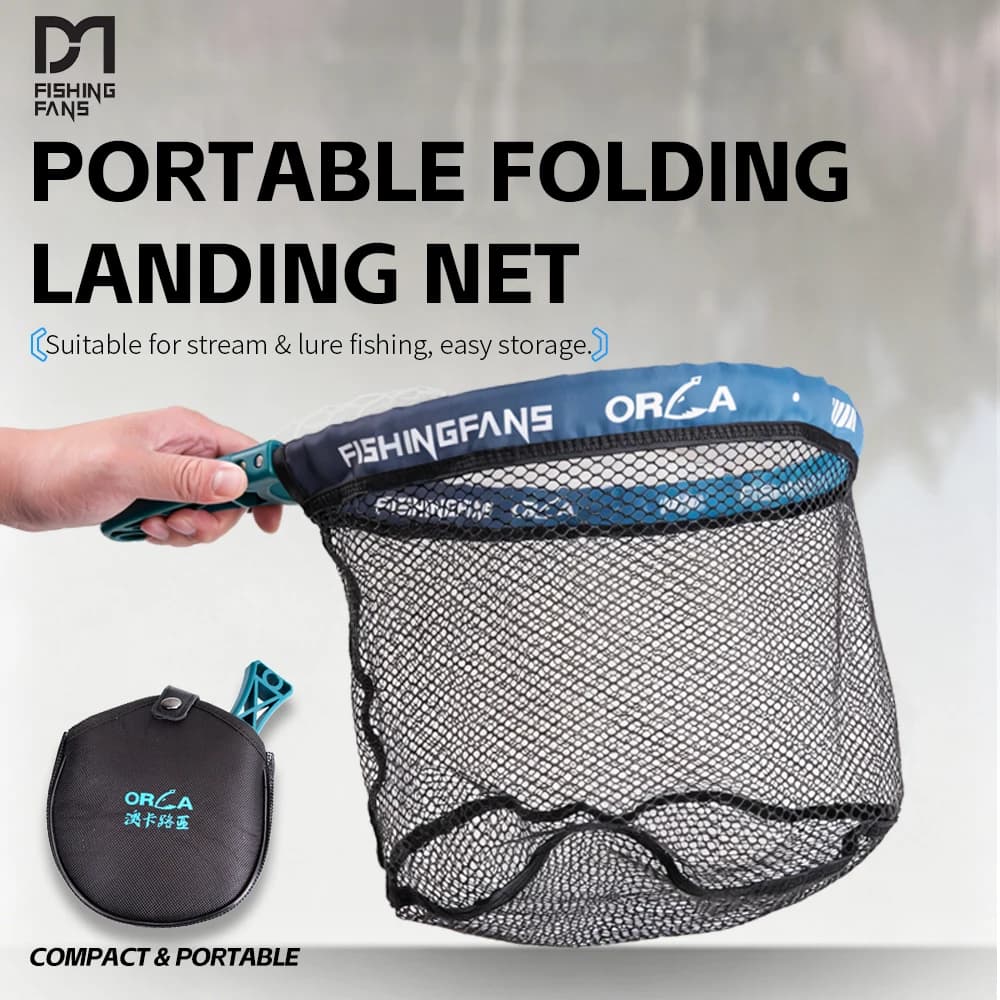 FISHINGFANS ORCA Folding Fishing Net Fishing Net for Streams Square Portable Lure Net Fishing Net Accessory Large Capacity