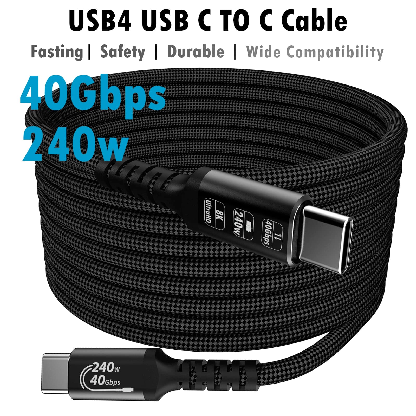 40Gbps Data Transfer USB4 Cable Compatible with Thunderbolt 3/4 8K@60Hz 240W Fast Charging for SSD Macbook Pro iPhone 17