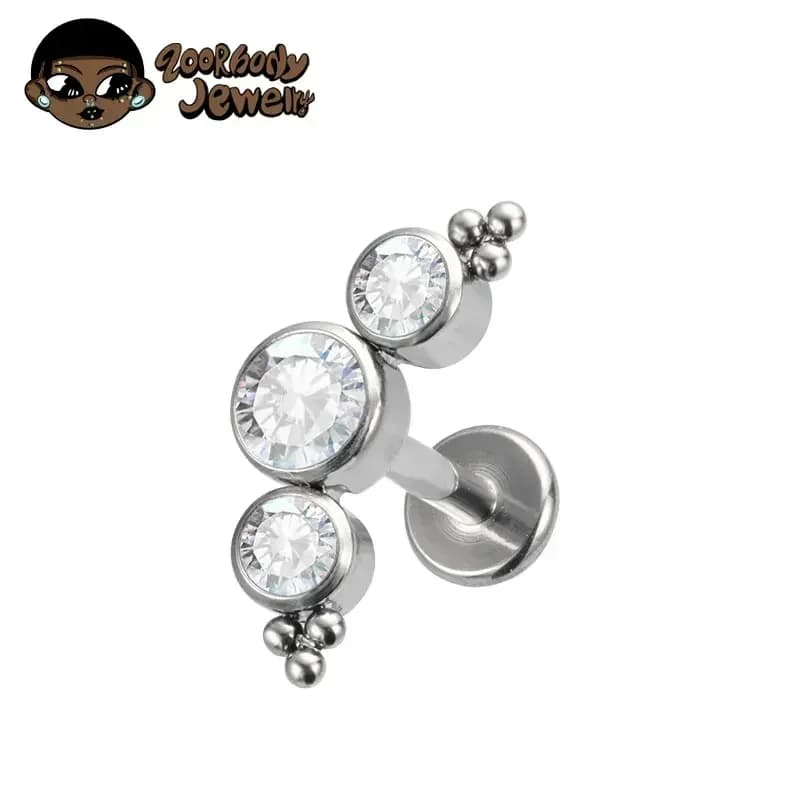 ASTM F136 Piercing in titanio 16/18G Cluster CZ Labret Lip Monroe Cartilagine Ear Stud Filettatura interna Conch Ring Helix Piercing