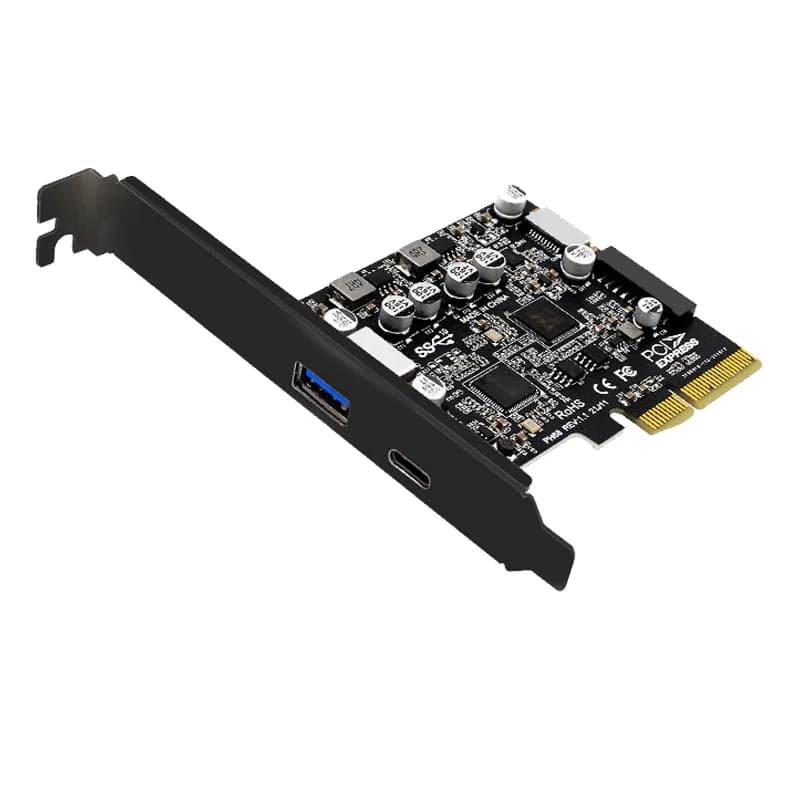 4 port desktop adapter for PCIe hub card to USB 3.2 Gen 2 10 Gbps with SATA type A/C power supply, UASP support for PC expansion