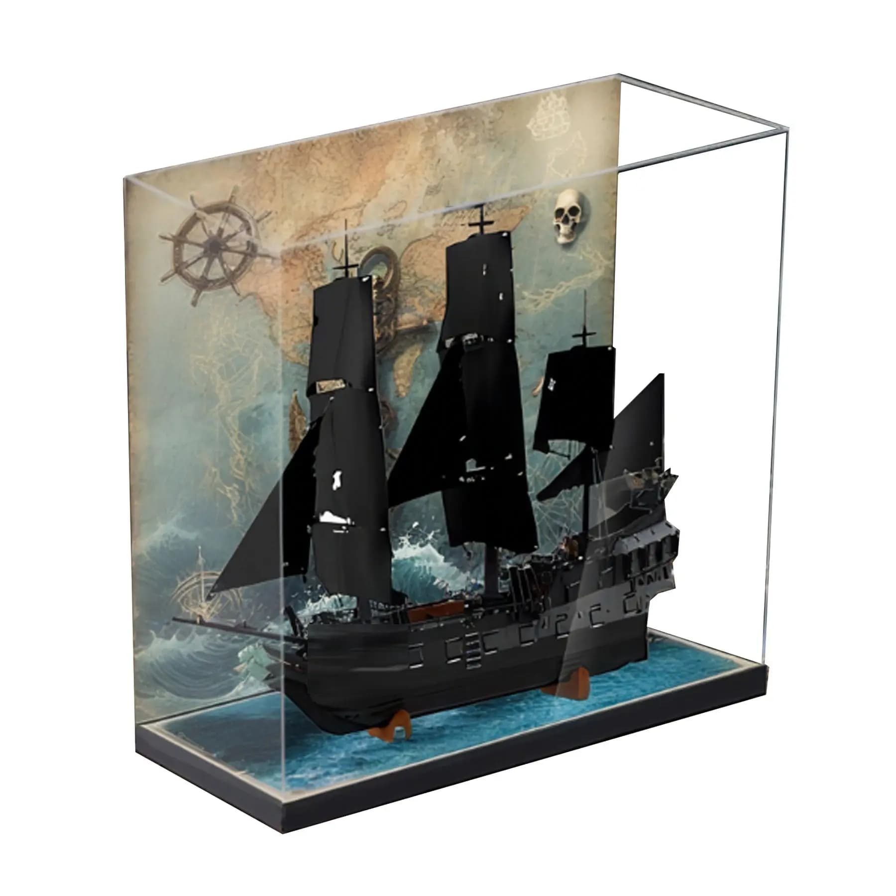 Vetrina in acrilico per nave Lego 10365 Black Pearl, scatola antipolvere, scatola portaoggetti, espositore compatibile con 10365 (solo scatola)