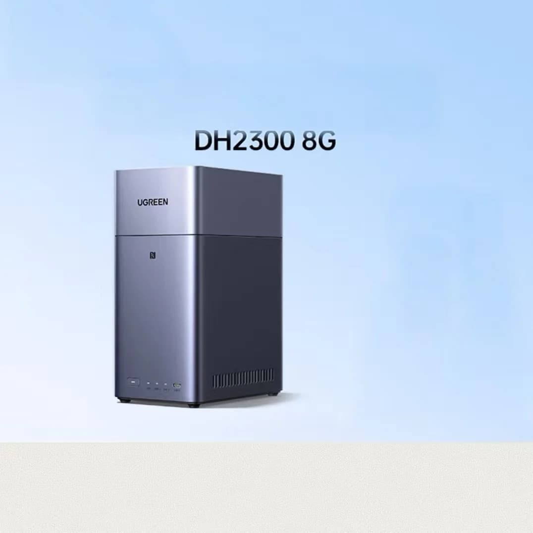 UGREEN DH2300 NAS Desktop a 2 Bay con CPU Quad Core N100, 4K, 8GB DDR5 RAM, Archiviazione di Rete USB Senza Dischi