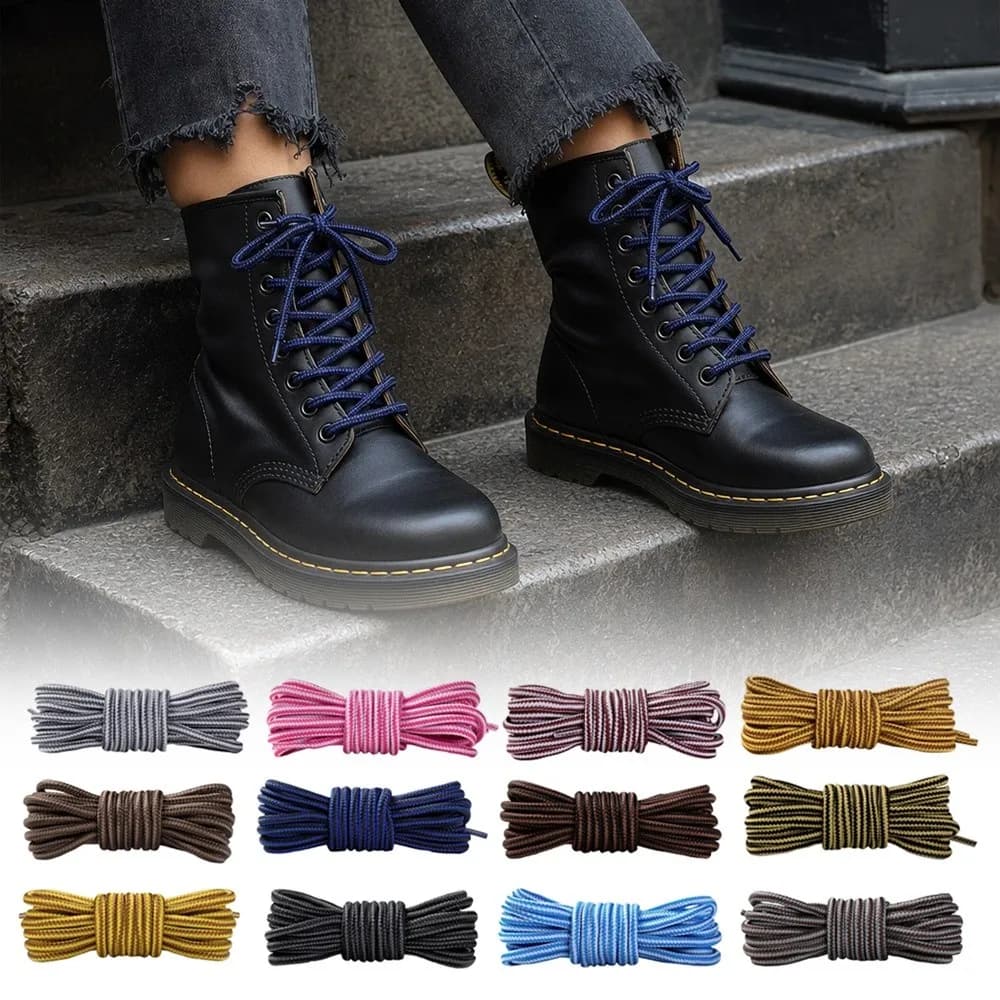 High Quality Round Shoelaces Striped Heavy Duty Hiking Laces Colorful Replace Work Boot Laces Shoes Accessories