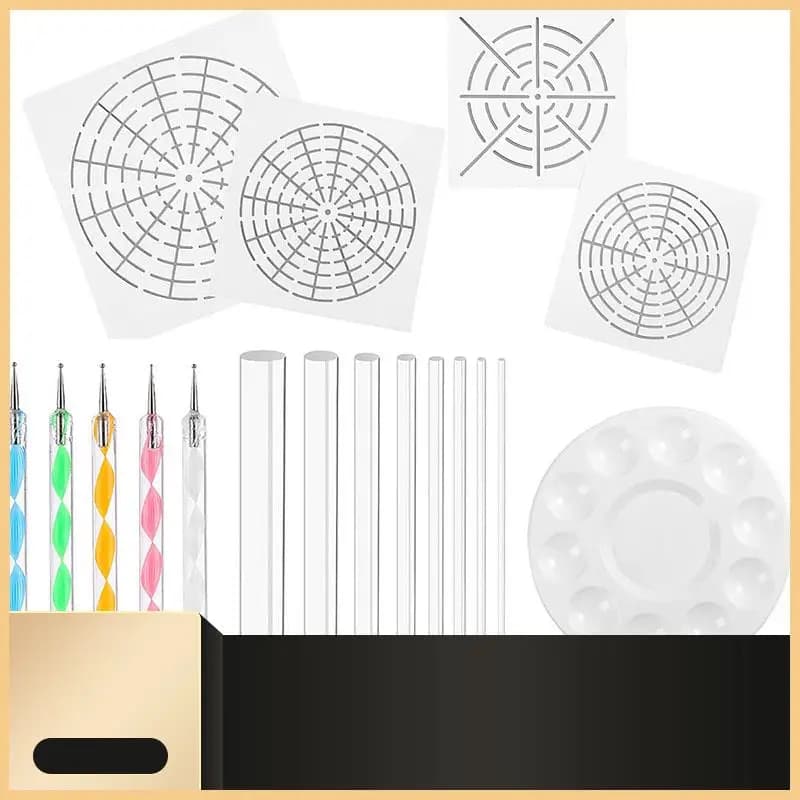 Strumenti per punteggiare Mandala Art 18 set tra cui 4 stencil Mandala, 8 aste acriliche, vassoio per pittura, 5 strumenti per punteggiare a doppia faccia-N30R