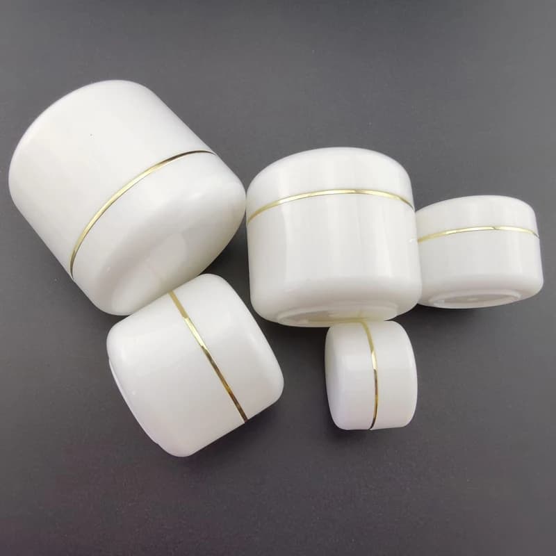 10g-500g Travel Face Cream Box Lotion Cosmetic Container Silver Gold Edge White Plastic Vacuum Makeup Vase Reusable Bottle