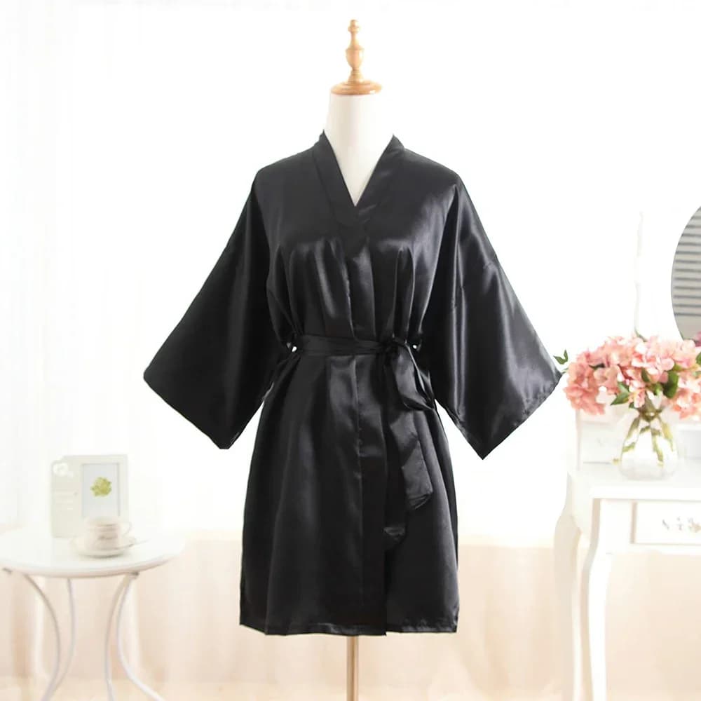Men's bathrobe emulation silk pajamas Summer Wrap robe robe women's dressing pair night shirt