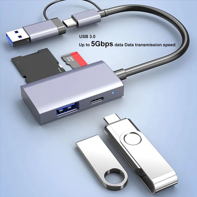 Nuovo! ! Lettore di schede di memoria 4 in 1 USB 3.0 USB-C SD TF U Disk OTG Adattatore per Pro/Air 2023, Ipad Pro, Imac, Surface Book 3