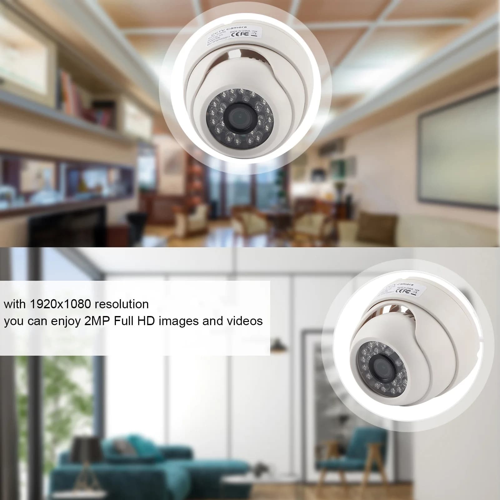 Telecamera CCTV analogica Telecamere di sicurezza per visione notturna a infrarossi Obiettivo da 3,6 mm Immagine chiara 1080P HD 12V Nessun ritardo per interni ed esterni
