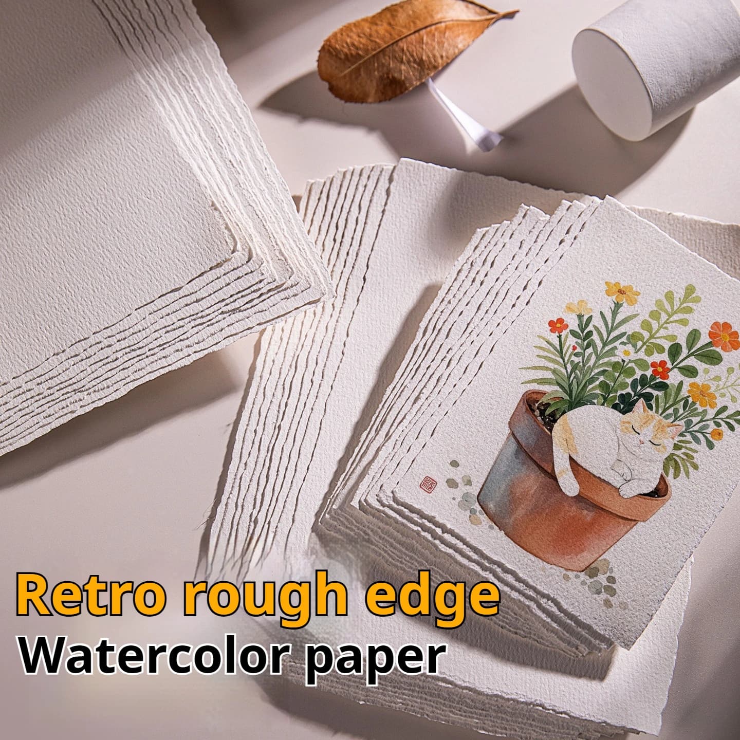 BORRENCE Watercolor Painting Paper A4/A5/A6 Watercolor Paper Sketchbook Rough Edge 300gsm 10 Sheets Water Color Paper Postcard