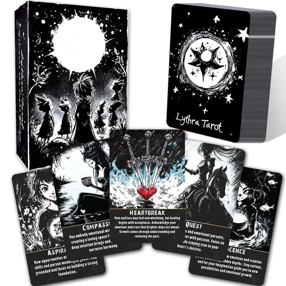 Set di carte tarocchi Lythra da 78 pezzi, 13x9 cm, esplorazione della luce interna, guida quotidiana, meditazione, gioco di lettura di carte per principianti