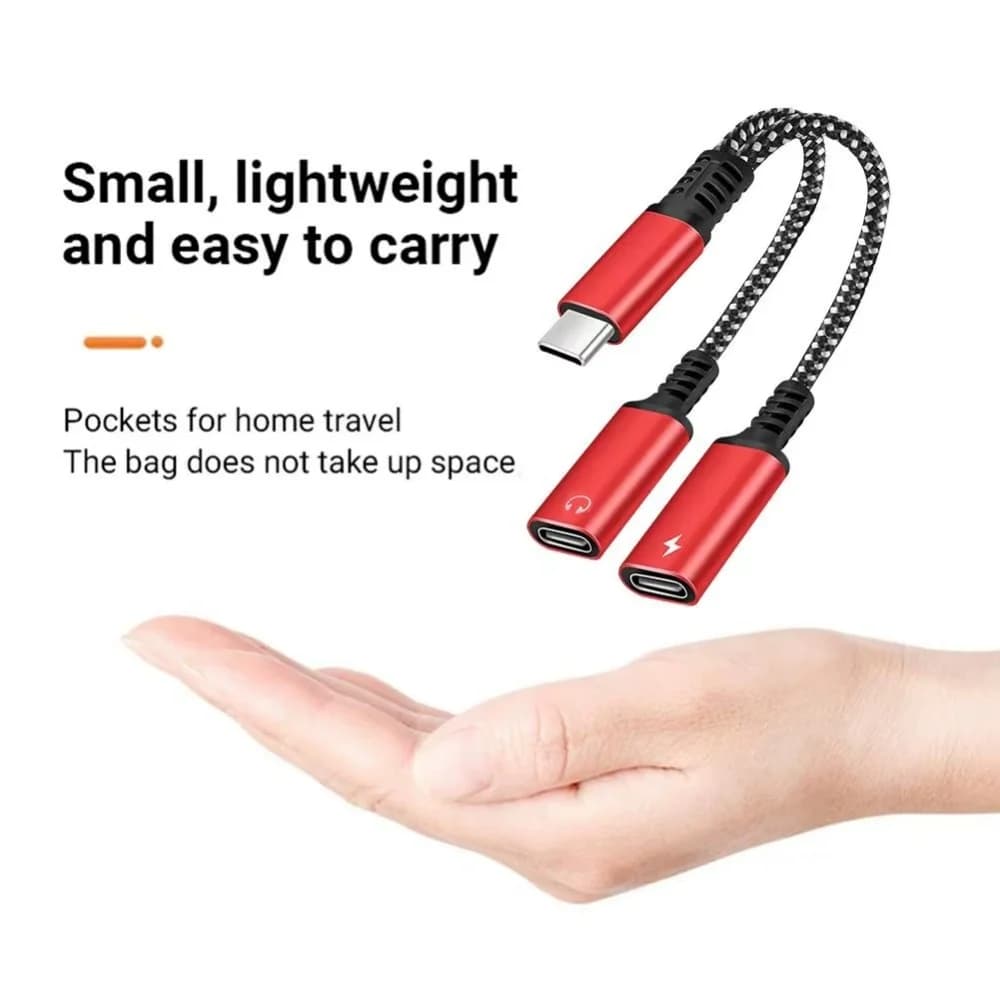 Adattatore jack per cuffie da USB C a 3,5 mm 2in1 Cavo caricabatterie rapido doppio tipo C da 60 W Adattatore audio Aux per iPhone Samsung Xiaomi Huawei