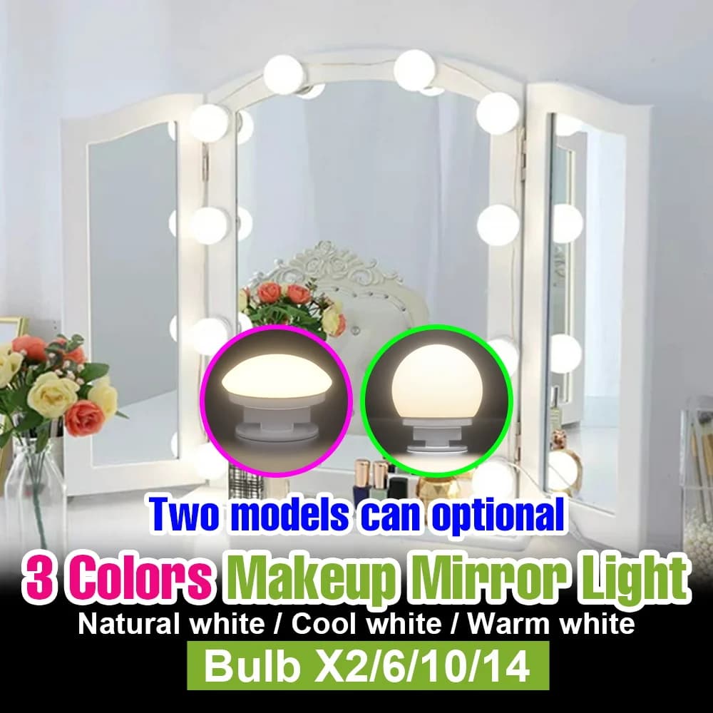 Luci a Specchio LED 3 Colori, Lampade per Trucco 5V, Lampada da Tavolo USB Dimmerabile al Tocco, Illuminazione Decorativa per Bagno e Camera da Letto