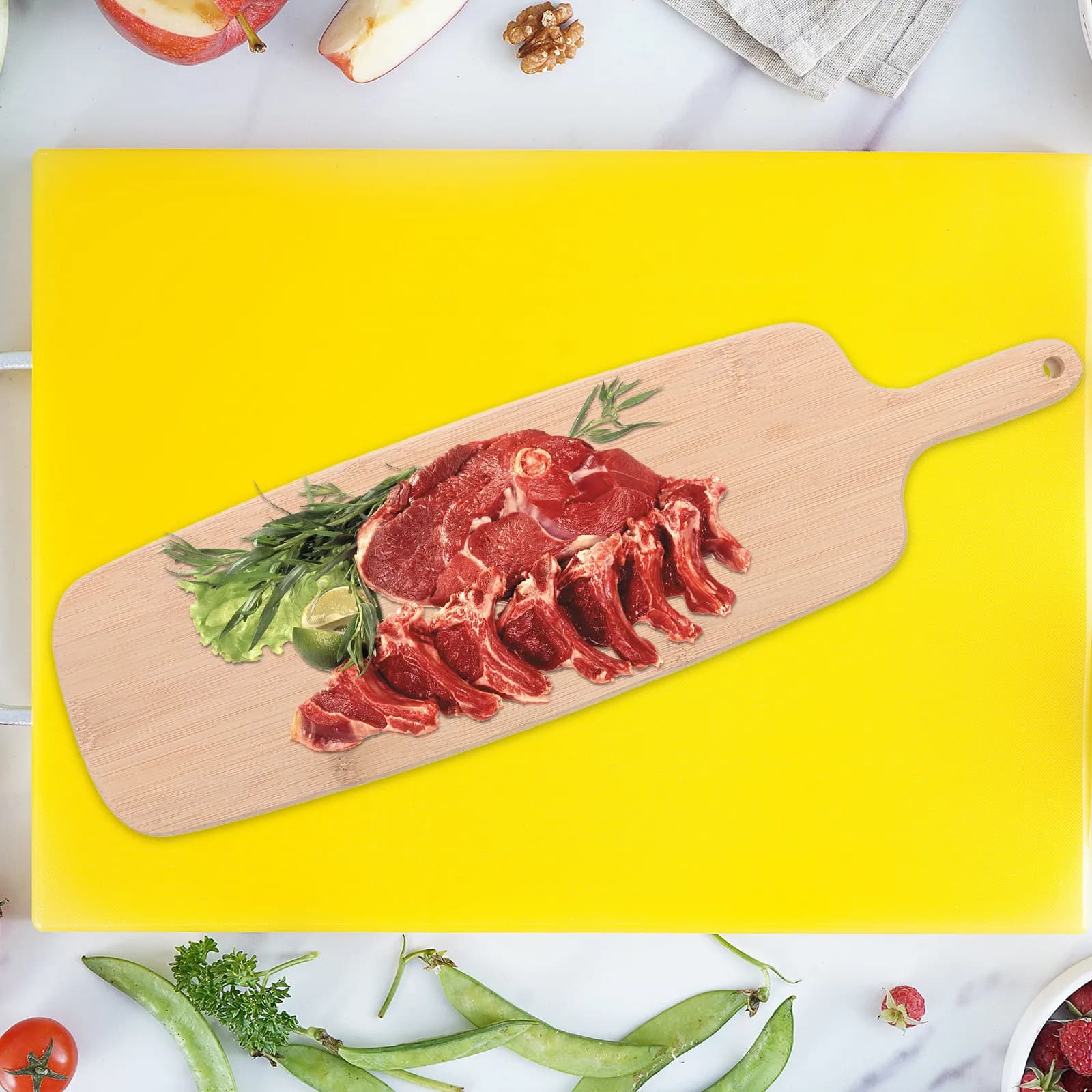 30 cm Big wood cutter for Kitchen, for Meat, Pizza, Vegetables, with Handle, for Preparation on the Worktop