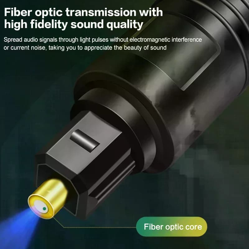 2-piece digital optical audio cable, Toslink SPDIF fiber cable for TV, DVD, projector, amplifier, home theater audio system, 1/2/3/5/10 m