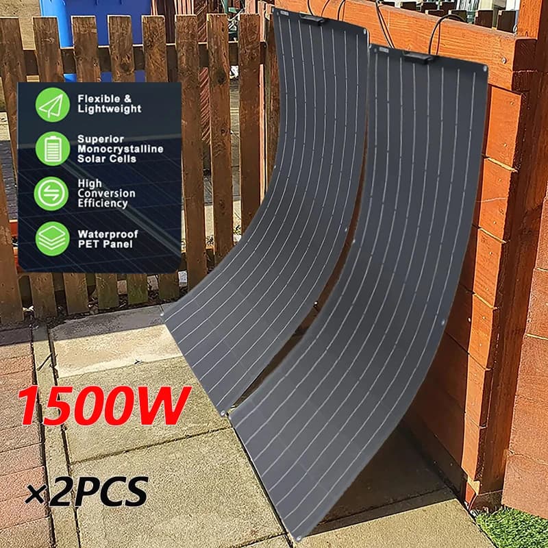 1500W 3000W Pannello solare 1000W Solar Power Bank portatile ad alta efficienza Ricarica flessibile Celle solari esterne per il campeggio domestico
