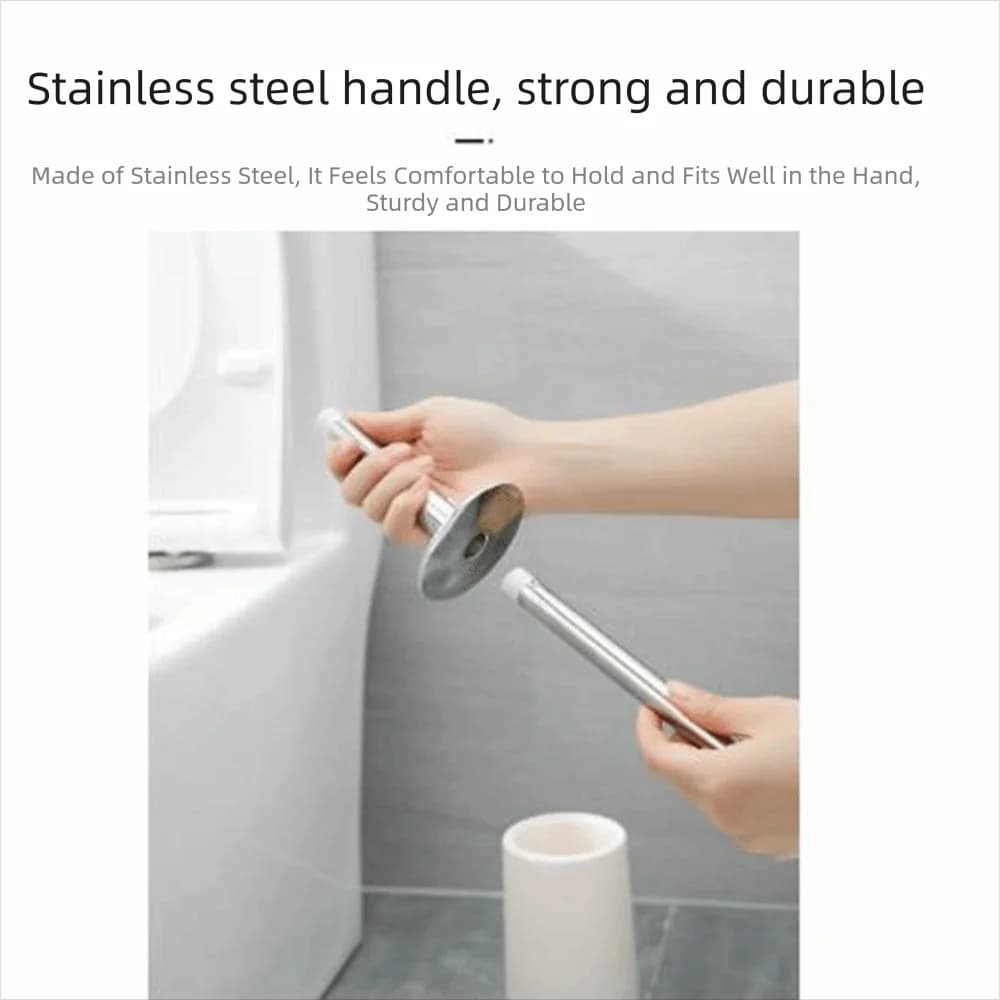 Set Spazzola per WC in Acciaio Inox con Supporto, Pulizia Profonda, Protezione Anti-Schizzi, Manico Lungo, Setole Dense