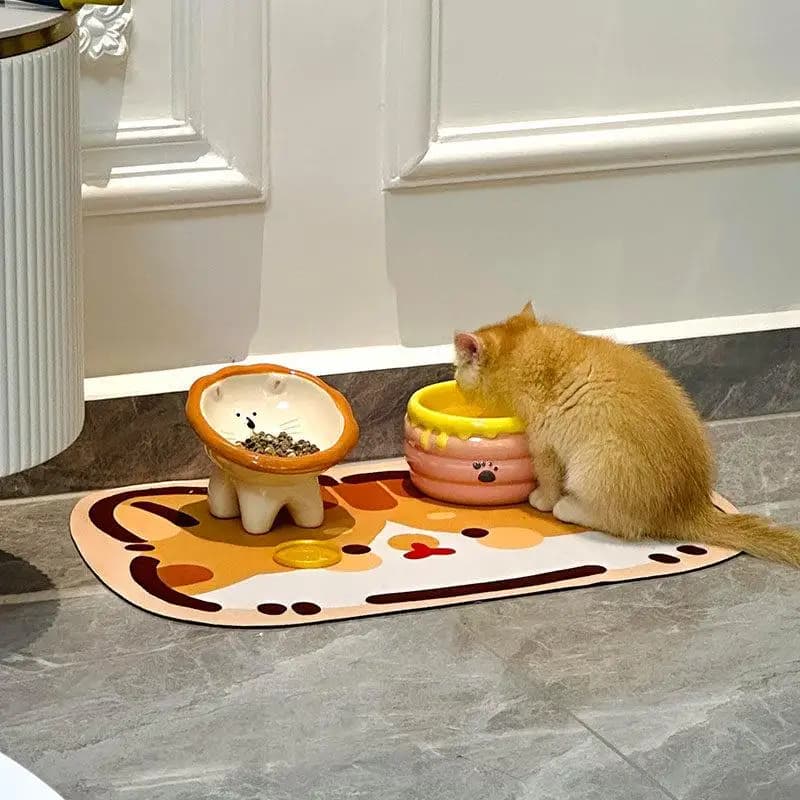 Ciotola in Ceramica di Grande Diametro Anti-Rovesciamento per Animali Domestici, Design con Bordo Inclinato e Gambe Alte, Supporto per il Collo per Gatti
