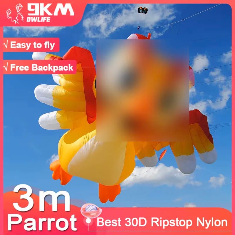 9KM 3m Parrot Kite Ripstop Nylon Fabric Line Laundry Kite Pendant Soft Inflatable Large Professional Kite(Accept wholesale)