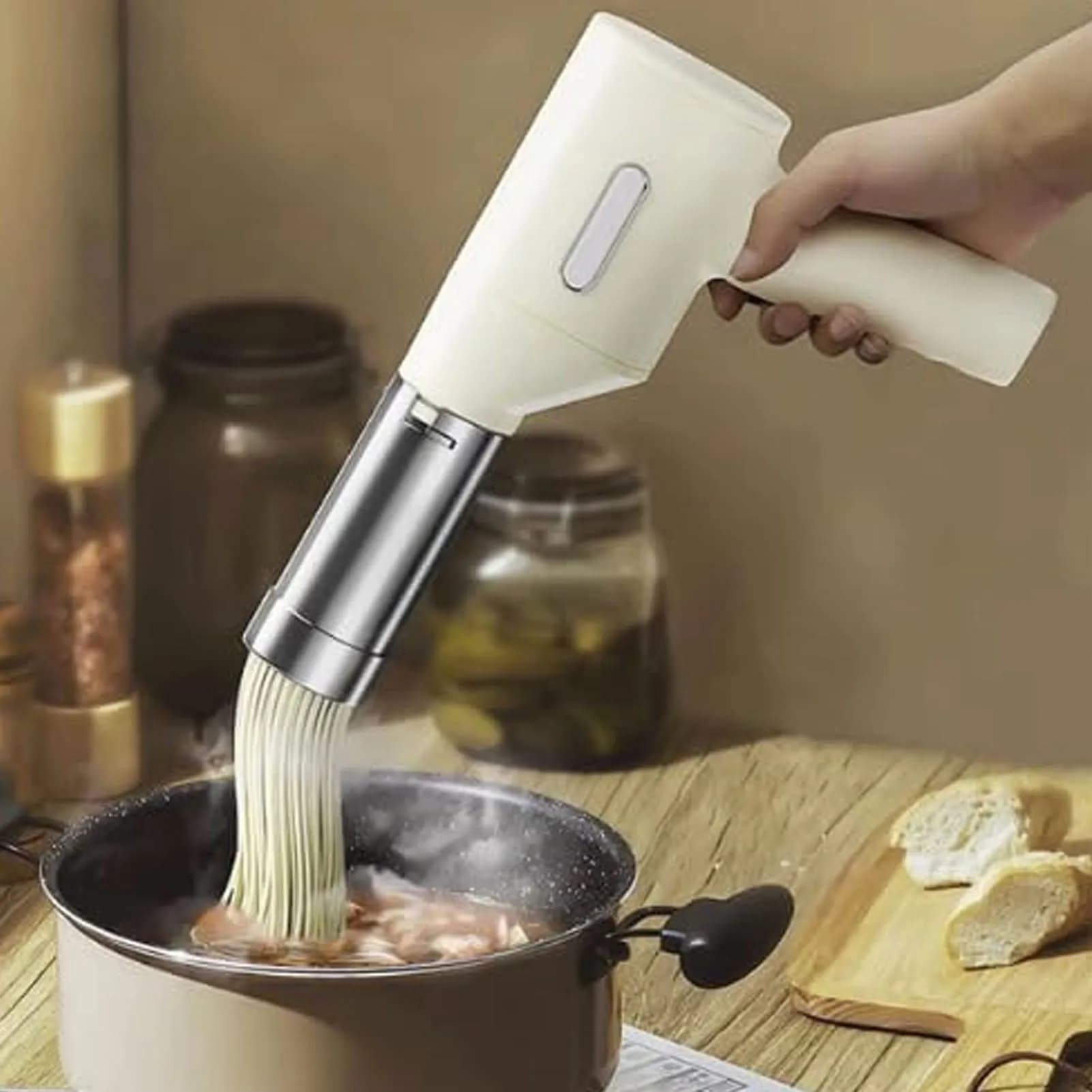 Macchina Elettrica Portatile Senza Fili per Pasta, in Acciaio Inossidabile, Automatica per Noodles e Spaghetti, per Uso Domestico