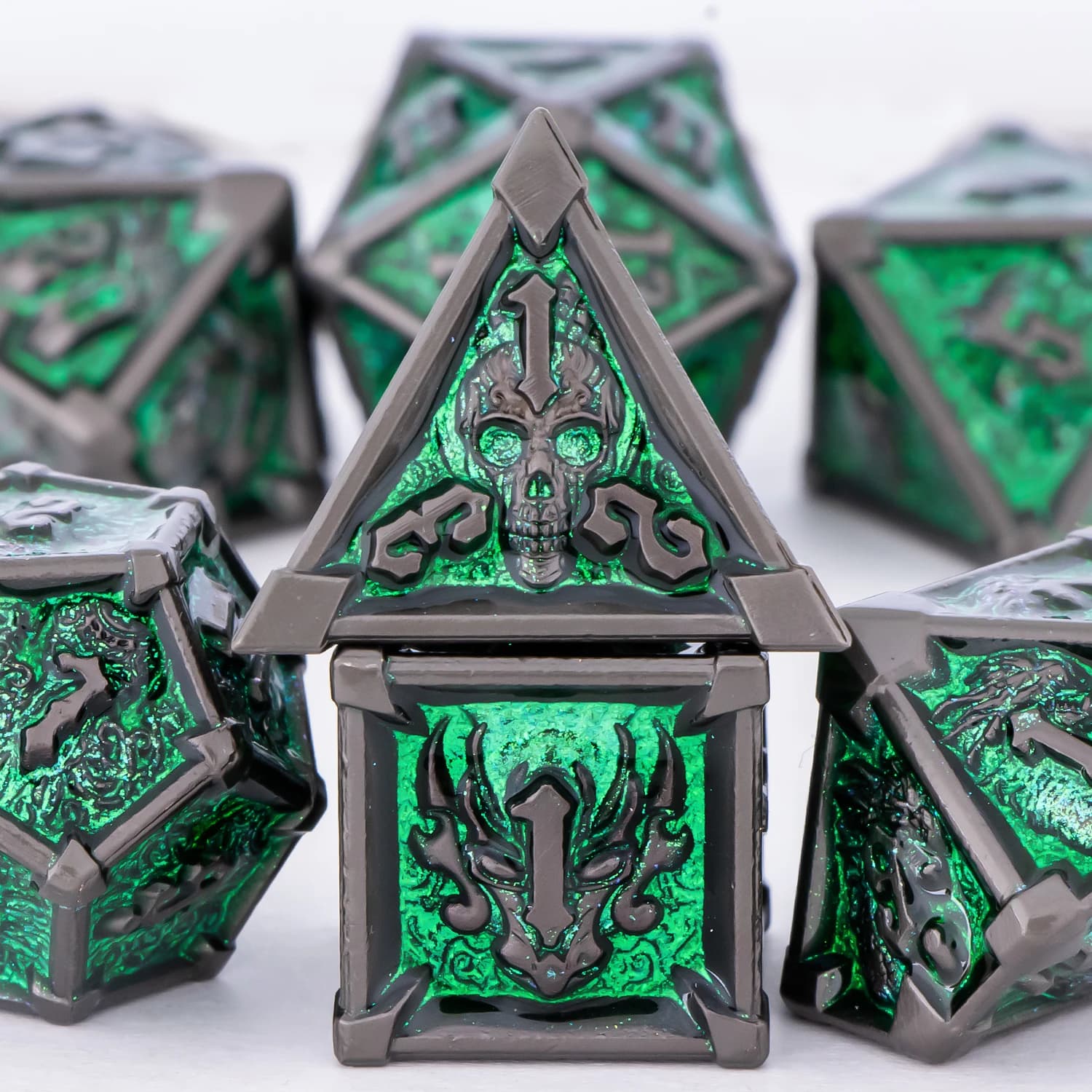 DnD Set di dadi in metallo verde, dadi D & D in metallo per giochi da tavolo, Set di dadi DnD per Dungeons and Dragons, regalo di dadi a 6 lati per fidanzato