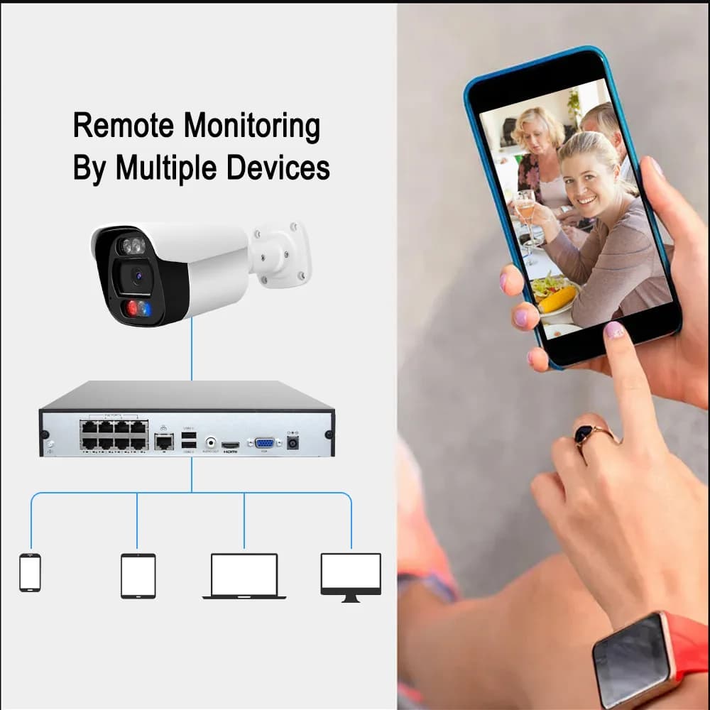 CCTV 4K 8MP Sicurezza Colorvu Sistema di telecamere IR 8 canali 4CH 16CH NVR Kit PoE con audio H.265 IP POE NVR Kit