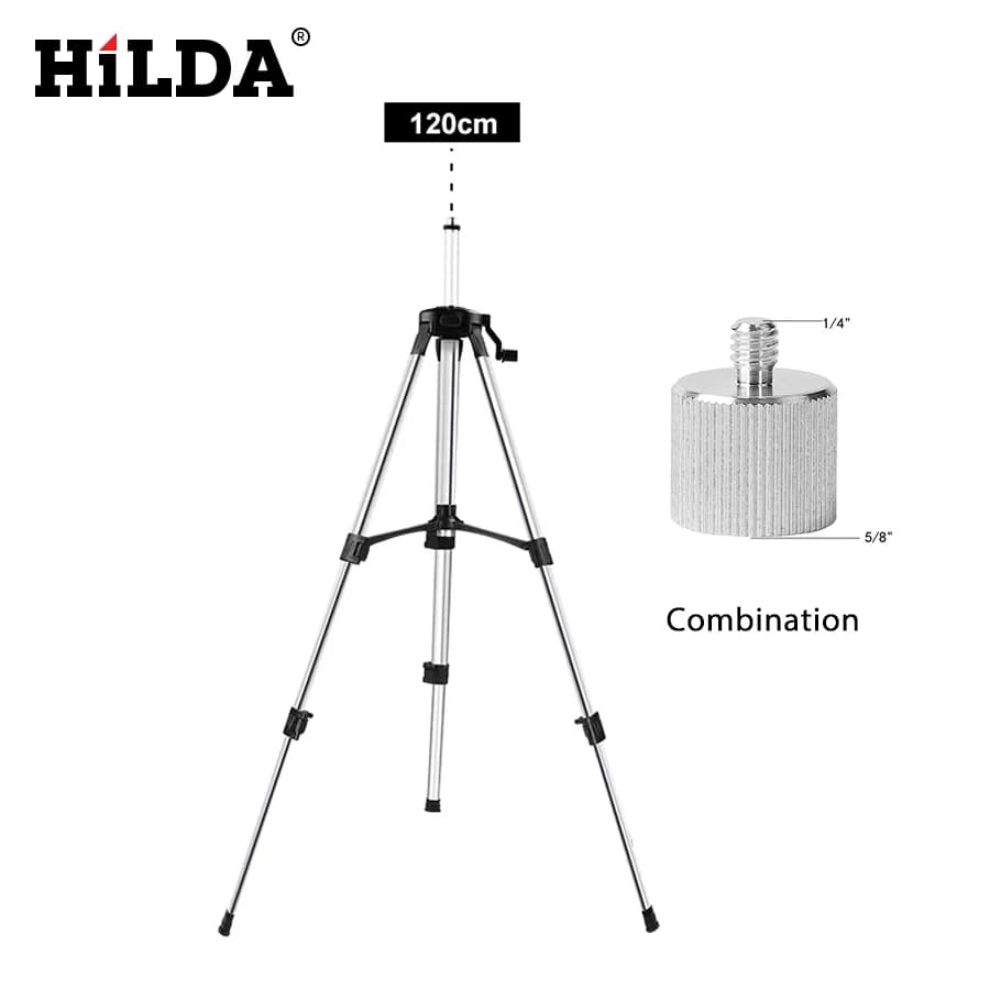 HILDA 1.2M Laser level support base with 5/8 inch thick adjustable aluminum tripod for self-leveling