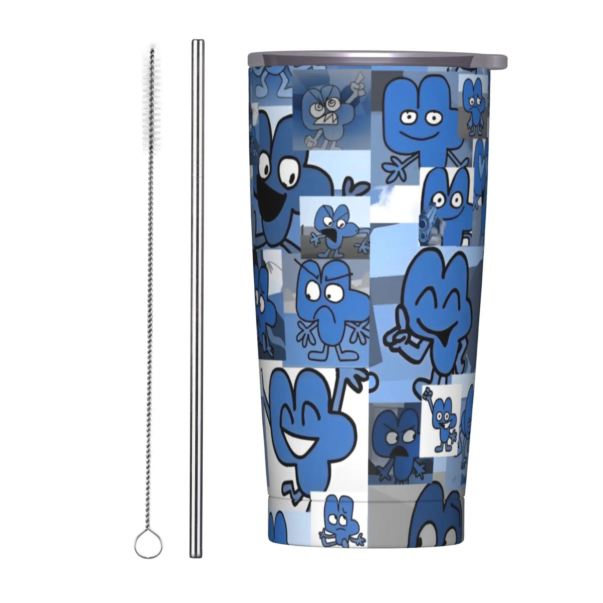 Borraccia Termica Isolante Cartoon con Cannuccia, Tazza Sottovuoto a Doppia Parete, 20oz