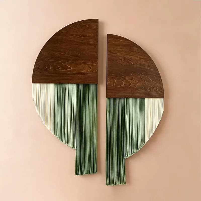 Hand Woven Cotton Wall Tapestry Wooden Stick Tassel Wall Hanging Boho Home Decor For Homestay Hotel Living Room Background Wall