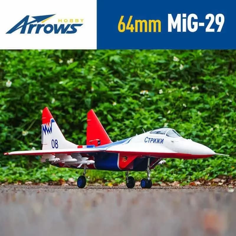 Freccia blu Nuovo doppio canalizzato 12 foglie 64mm mig-29 Fighter Show Aircraft Assemblaggio ad alta velocità di modello di aereo telecomandato giocattolo