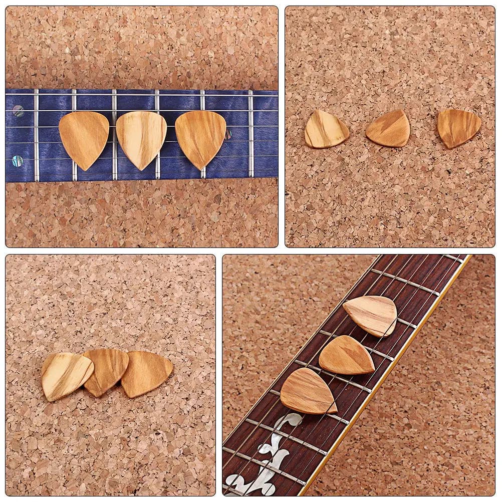Set di 3 Plettri in Legno d'Ulivo Premium, Ideali per Chitarra con Corde in Nylon e Ukulele, Tono Caldo, Presa Confortevole, Facili da Trasportare