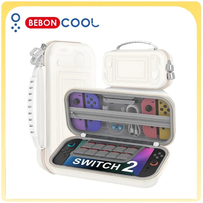 BEBONCOOL Portable Carrying Case for Switch 2 Travel Hard Bag Waterproof Shell Storage Space Bag for Switch Oled Accessories