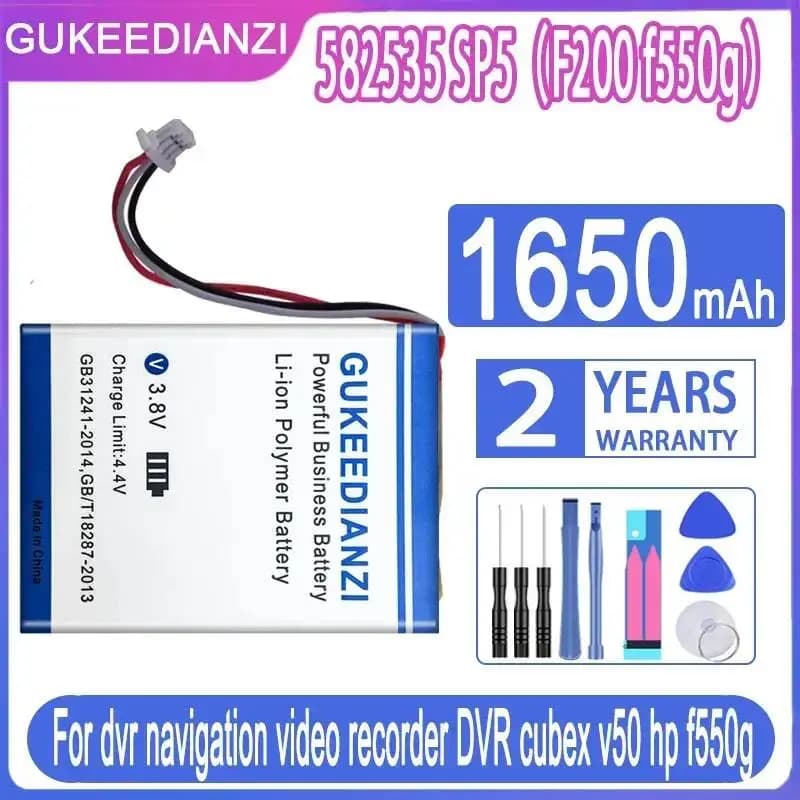 Batteria per dash cam durevole e di lunga durata da 1650 mAh per Cubex v50 per HP f550g 582535 SP5 F200